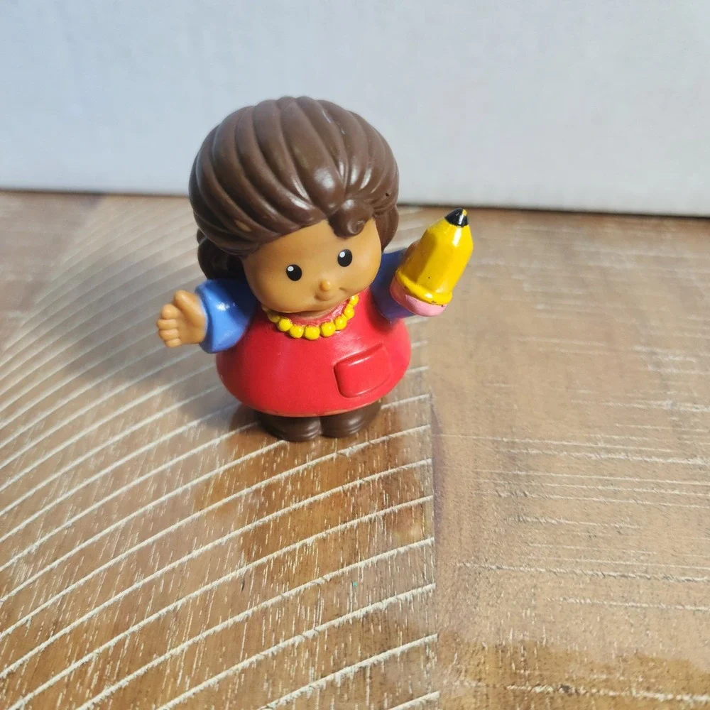 Fisher Price Little People Girl Student with Yellow Pencil Figure 2004 Mattel